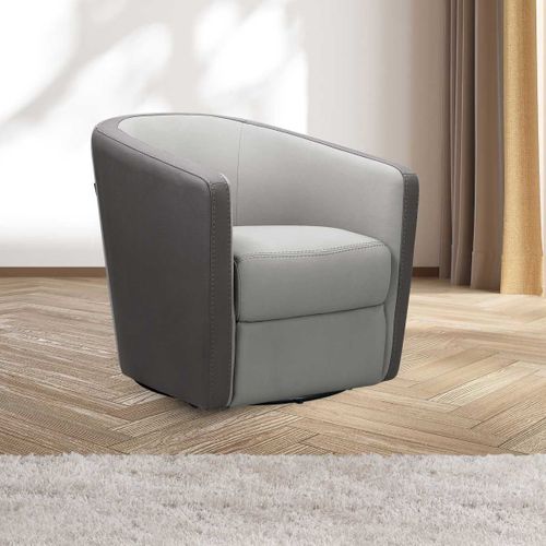 Fauteuil Cabriolet Pivotant 360° Tissu Micro Grain Gris Perle Et Gris Plomb - Ginko