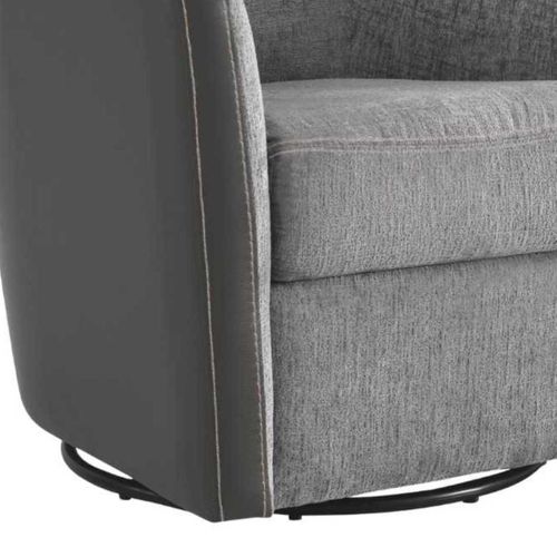 Fauteuil Cabriolet Pivotant 360° Tissu Chenillé Bicolore Et Pvc Gris - Ginko