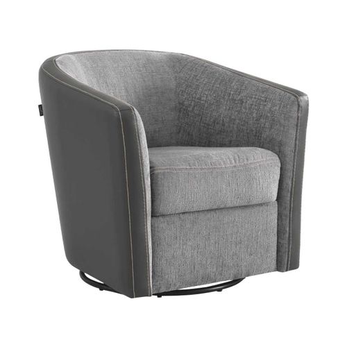 Fauteuil Cabriolet Pivotant 360° Tissu Chenillé Bicolore Et Pvc Gris - Ginko