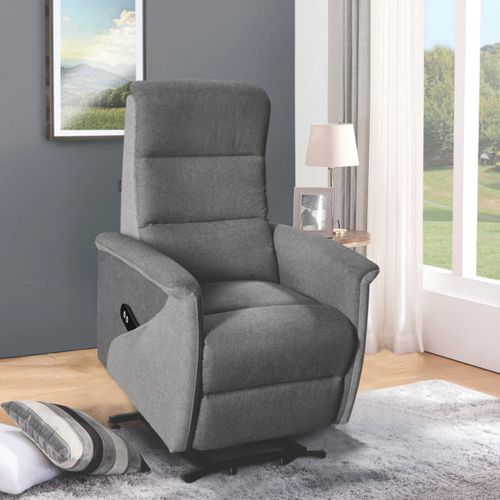 Fauteuil Relax Électrique Releveur Mono Moteur Tissu Polyester Gris Foncé Et Gris Clair - Magix