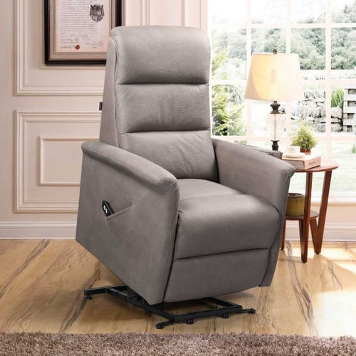 Fauteuil Relax Électrique Releveur Mono Moteur Tissu Micro Peau Brun Taupe - Magix