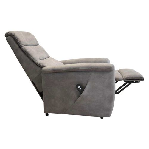 Fauteuil Relax Électrique Releveur Mono Moteur Tissu Micro Peau Brun Taupe - Magix