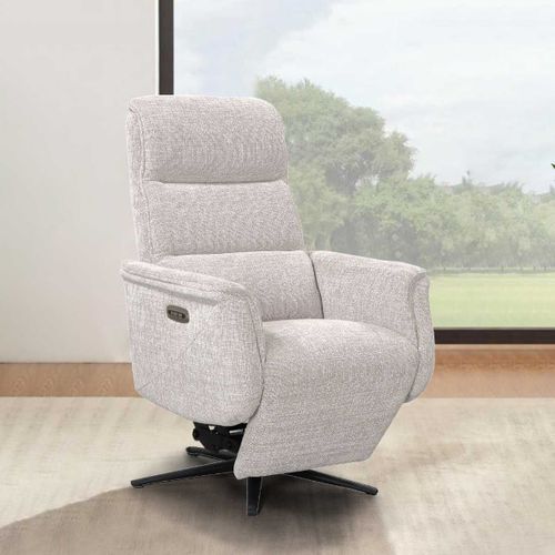 Fauteuil Relax Électrique Releveur Pivotant Bi-moteur Tissu Croisé Beige Clair - Willy