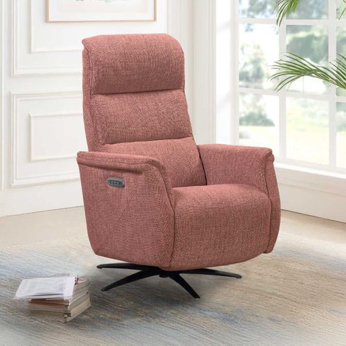 Fauteuil Relax Électrique Pivotant Tri-moteur Tissu Croisé Brique Réglable En Hauteur - Johny