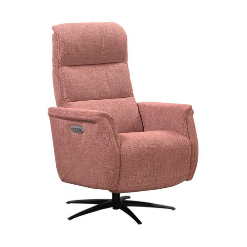 Fauteuil Relax Électrique Pivotant Tri-moteur Tissu Croisé Brique Réglable En Hauteur - Johny