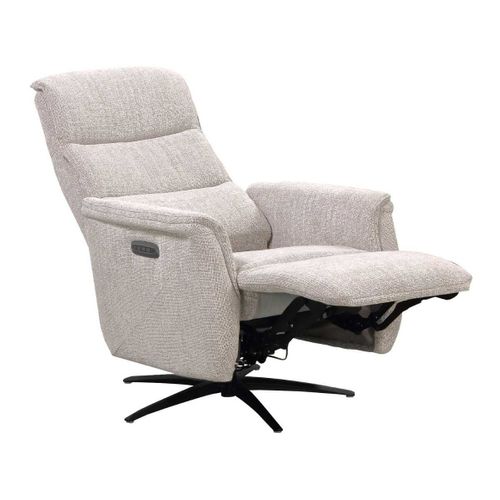 Fauteuil Relax Électrique Pivotant Tri-moteur Tissu Croisé Naturel Réglable En Hauteur - Johny