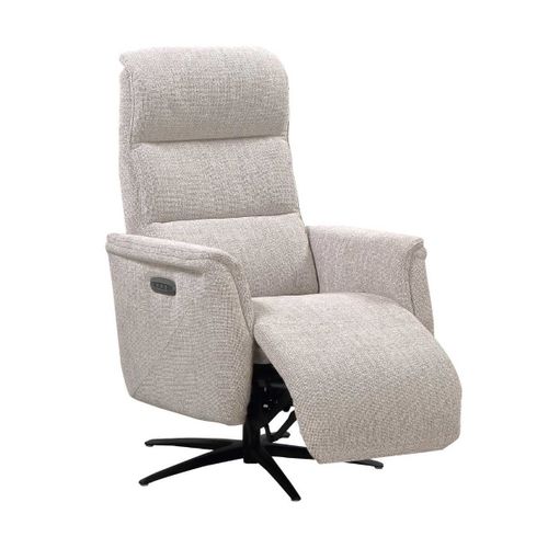 Fauteuil Relax Électrique Pivotant Tri-moteur Tissu Croisé Naturel Réglable En Hauteur - Johny