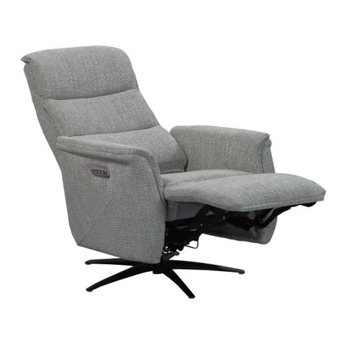 Fauteuil Relax Électrique Pivotant Tri-moteur Tissu Croisé Gris Graphite Réglable En Hauteur - John
