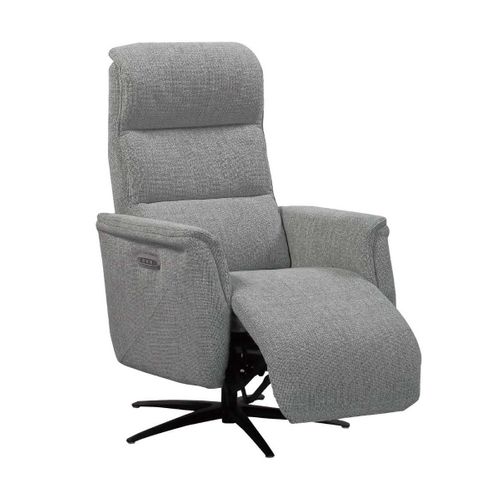 Fauteuil Relax Électrique Pivotant Tri-moteur Tissu Croisé Gris Graphite Réglable En Hauteur - John
