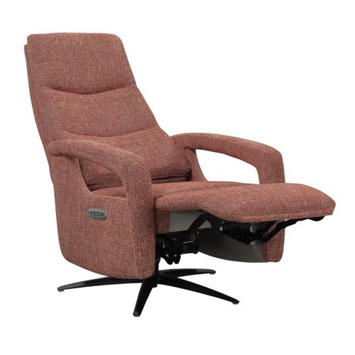 Fauteuil Relax Électrique Pivotant Tri-moteur Tissu Croisé Brique Réglable En Hauteur - Pauwel