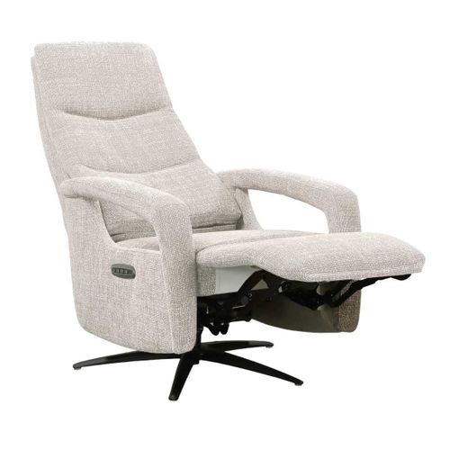Fauteuil Relax Électrique Pivotant Tri-moteur Tissu Croisé Naturel Réglable En Hauteur - Pauwel