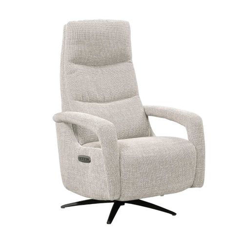 Fauteuil Relax Électrique Pivotant Tri-moteur Tissu Croisé Naturel Réglable En Hauteur - Pauwel