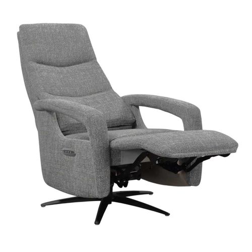 Fauteuil Relax Électrique Pivotant Tri-moteur Tissu Croisé Gris Graphite Réglable En Hauteur - Pauw