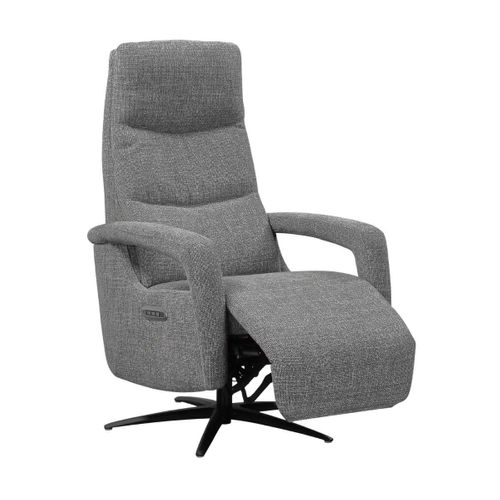 Fauteuil Relax Électrique Pivotant Tri-moteur Tissu Croisé Gris Graphite Réglable En Hauteur - Pauw