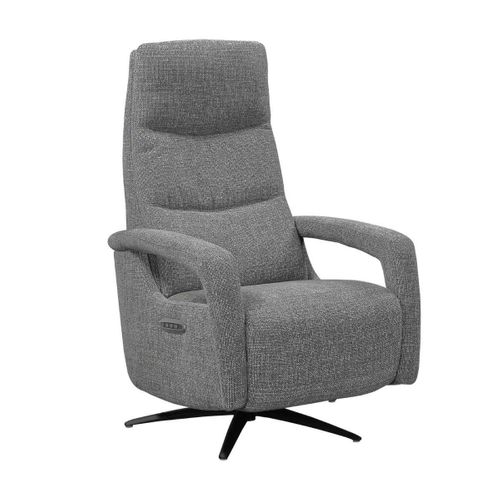 Fauteuil Relax Électrique Pivotant Tri-moteur Tissu Croisé Gris Graphite Réglable En Hauteur - Pauw