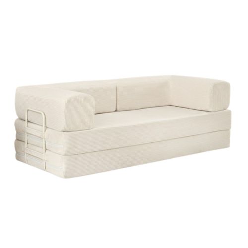 Canapé-lit 2 Places Modulable En Mousse Et Tissu Velours Coloris Crème - Edna