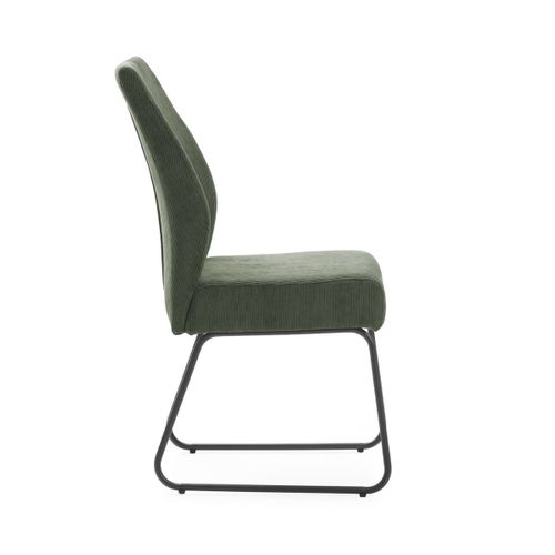 Lot De 4 Chaises En Velours Côtelé Et Pieds En Métal Laqué Coloris Vert - Alian