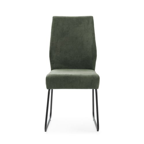 Lot De 4 Chaises En Velours Côtelé Et Pieds En Métal Laqué Coloris Vert - Alian
