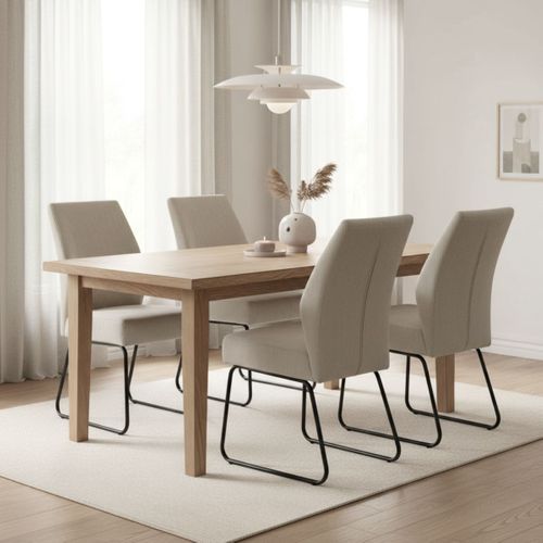 Lot De 4 Chaises En Velours Côtelé Et Pieds En Métal Laqué Coloris Pierre - Alian