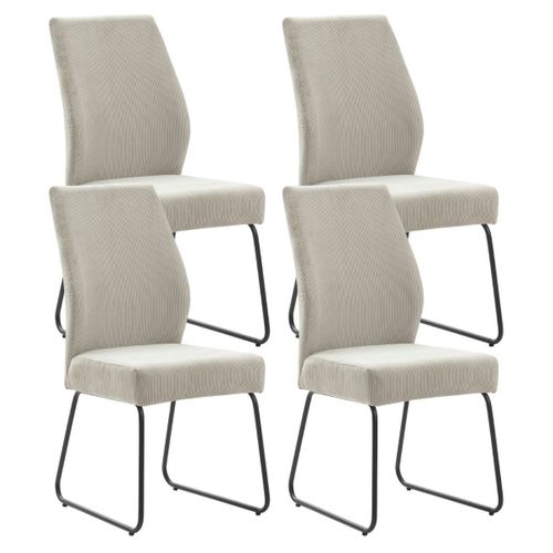 Lot De 4 Chaises En Velours Côtelé Et Pieds En Métal Laqué Coloris Pierre - Alian