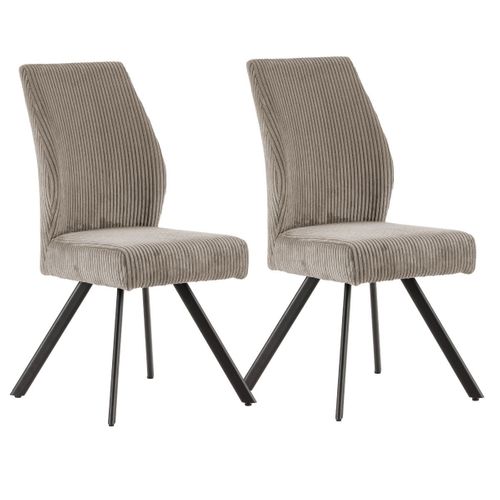 Lot De 2 Chaises En Velours Côtelé Et Pieds En Métal Laqué Noir Coloris Gris - Banil