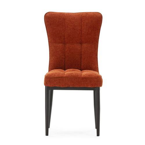 Lot De 2 Chaises En Tissu Polyester Doux Terracotta Et Pieds En Métal Laqué Noir - Damyan