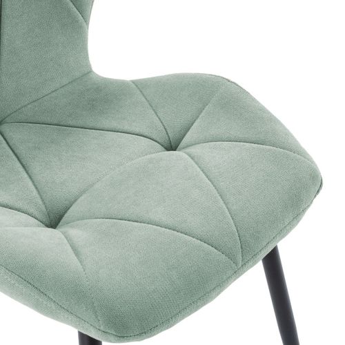 Lot De 2 Chaises En Tissu Polyester Doux Aigue-marine Et Pieds En Métal Laqué Noir - Luciana