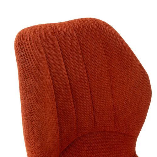 Lot De 2 Chaises En Tissu Polyester Maillé Brique Et Pieds En Métal Laqué Noir - Maldi