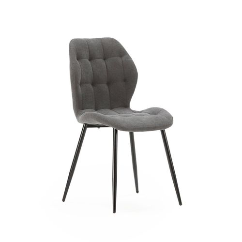 Lot De 2 Chaises En Tissu Polyester Maillé Gris Anthracite Et Pieds En Métal Laqué Noir - Nalcy