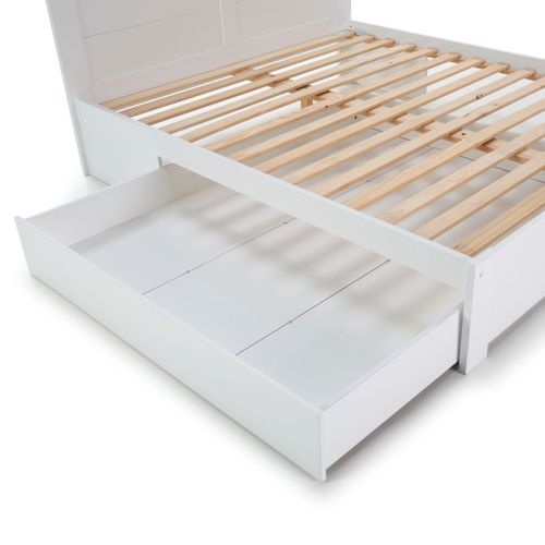 Lit 140x190cm Avec Tiroir En Mdf Et Pin Coloris Blanc Et Naturel - Celan