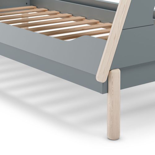 Lit Tipi 90x190 En Mdf Et Pin Massif Laqué Vert Pétrole Et Ciré Naturel - Nolian