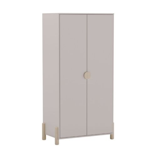 Penderie 2 Portes En Mdf Et Pin Massif Laqué Crème Pieds En Pin Naturel - Enora