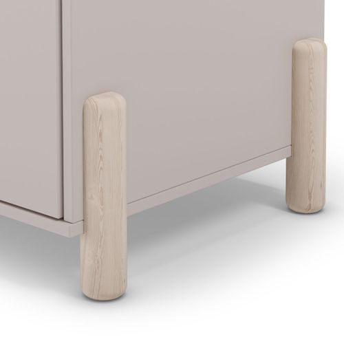 Penderie 2 Portes En Mdf Et Pin Massif Laqué Crème Pieds En Pin Naturel - Enora