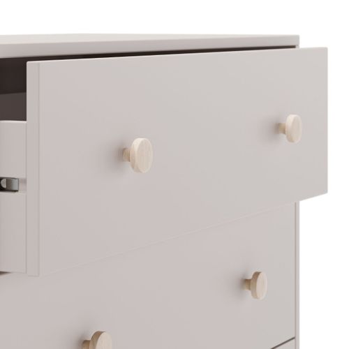 Commode 3 Tiroirs En Mdf Et Pin Massif Laqué Crème Pieds En Pin Naturel - Enora