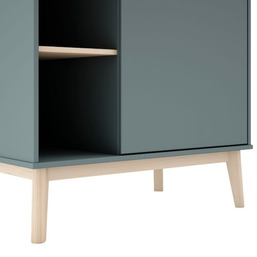 Penderie 1 Porte Et 4 Niches En Pin Massif Et Mdf Laqué Vert Kaki Et Naturel - Kaina