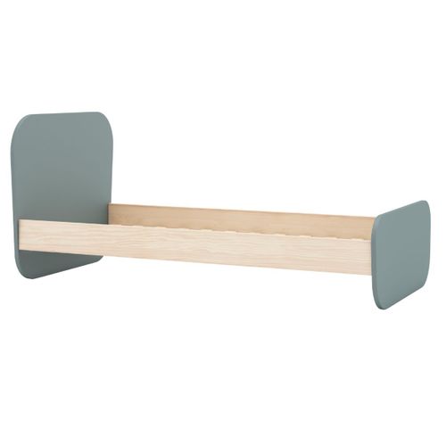 Lit 90x190 Tête Et Pied De Lit Arrondis En Pin Massif Naturel Et Mdf Laqué Vert Kaki - Kaina