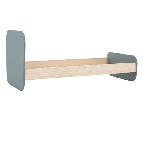 Lit 90x190 Tête Et Pied De Lit Arrondis En Pin Massif Naturel Et Mdf Laqué Vert Kaki - Kaina