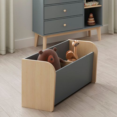 Coffre à Jouet En Pin Massif Naturel Et Mdf Laqué Vert Kaki - Kaina