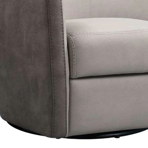Fauteuil Cabriolet Pivotant 360° Tissu Micro Peau Mastic Et Brun Taupe - Ginko