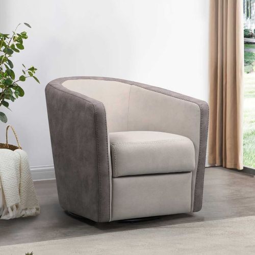 Fauteuil Cabriolet Pivotant 360° Tissu Micro Peau Mastic Et Brun Taupe - Ginko