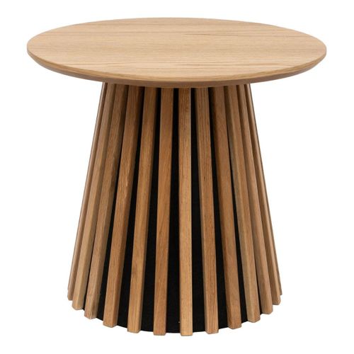 Bout De Canapé Rond Pied Central Relief Mdf Placage Chêne Clair - Dublin