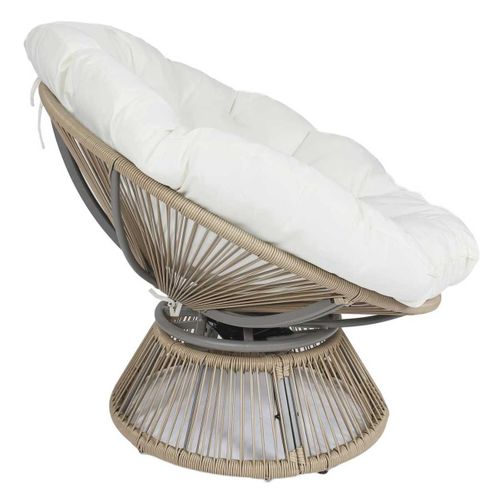 Fauteuil Lounge Pivotant Avec Assise Coussin Capitonné Blanc - Rivia