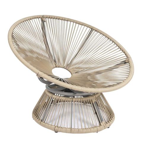 Fauteuil Lounge Pivotant Avec Assise Coussin Capitonné Blanc - Rivia