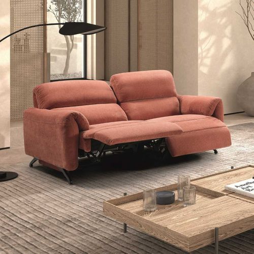 Canapé Relax Électrique 3 Places Tissu Polyester Terracotta - Malko