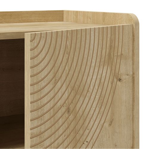 Buffet 4 Portes 180cm En Mélaminé Imitation Bois Décor Relief Fraisé - Riad