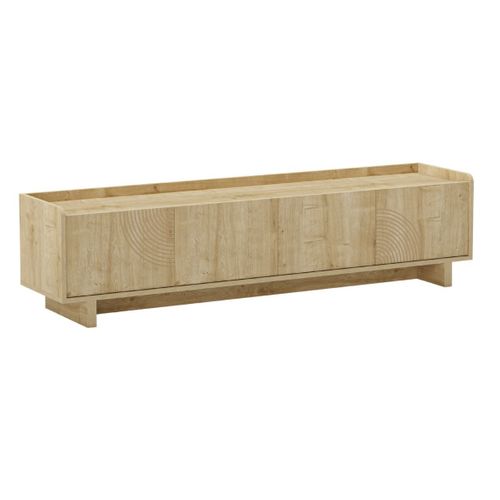 Meuble TV 4 Portes 180cm En Mélaminé Imitation Bois Décor Relief Fraisé - Riad