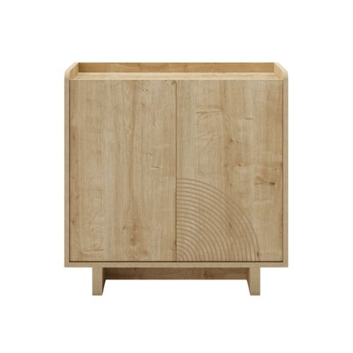 Meuble De Rangement 2 Portes En Mélaminé Imitation Bois Décor Relief Fraisé - Riad