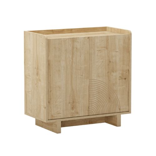 Meuble De Rangement 2 Portes En Mélaminé Imitation Bois Décor Relief Fraisé - Riad