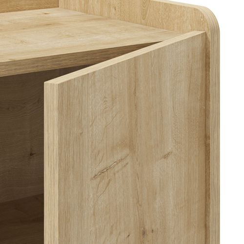 Meuble De Rangement 2 Portes En Mélaminé Imitation Bois Décor Relief Fraisé - Riad