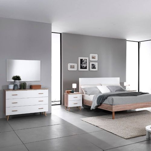 Lit 160x200cm Avec Tête De Lit Blanche - Preem